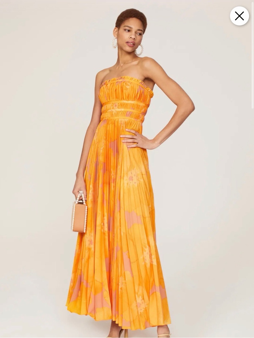 Slate & Willow Strapless Pleated Maxi Dress